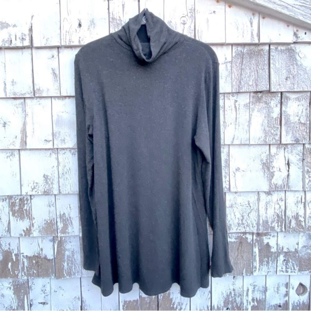 Eileen Fisher Soft Material Viscose Blend Charcoal Turtleneck Top